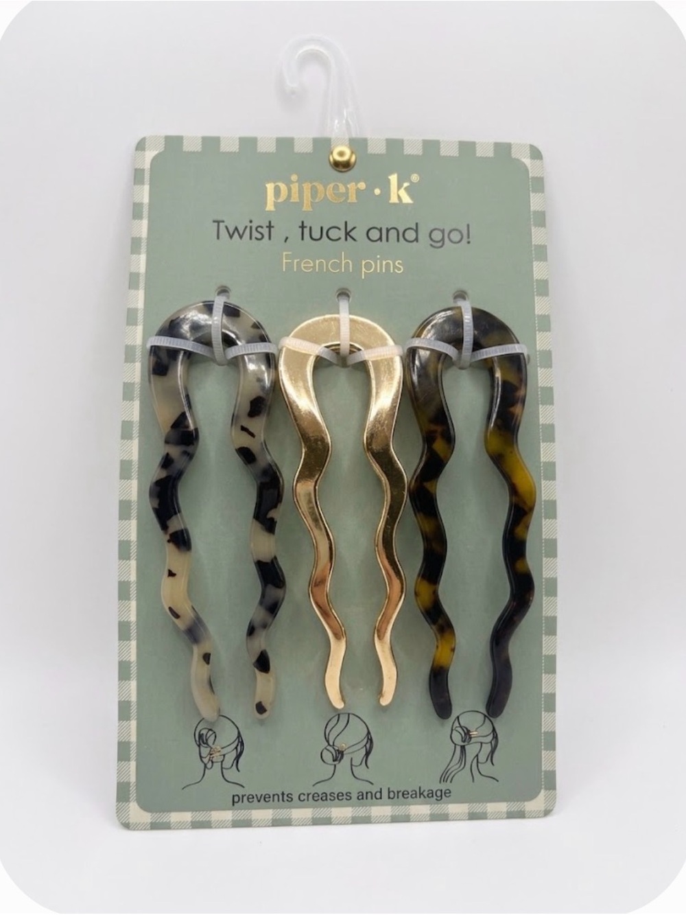 NWT ⚜️🤎⚜️ Piper K “Twist, tuck and go!" French Hair Pins Set of 3